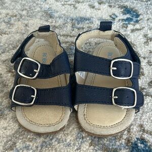 Robeez First Kids Navy Leather Sandals Size 9-12m - Barely Worn
